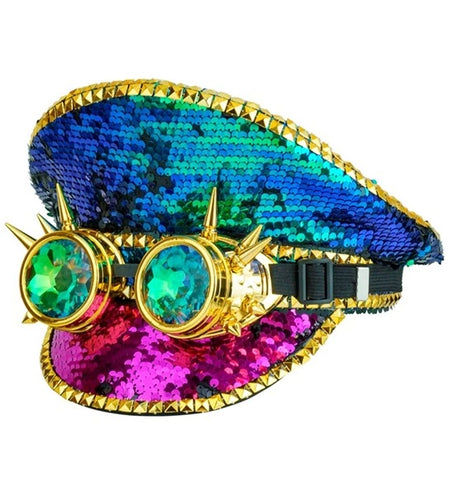 E-Carnavalskleding.nl Pet steampunk met kaleidoscoop bril hoed Goos