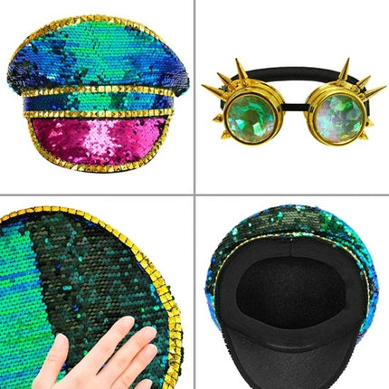 E-Carnavalskleding.nl Pet steampunk met kaleidoscoop bril hoed Goos