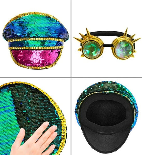 E-Carnavalskleding.nl Pet steampunk met kaleidoscoop bril hoed Goos