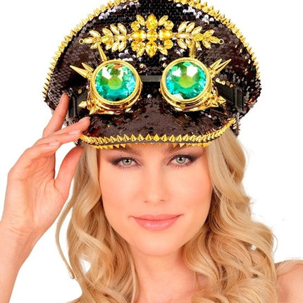 E-Carnavalskleding.nl Pet steampunk met kaleidoscoop bril hoed Guus