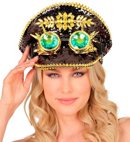 E-Carnavalskleding.nl Pet steampunk met kaleidoscoop bril hoed Guus