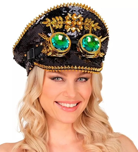 E-Carnavalskleding.nl Pet steampunk met kaleidoscoop bril hoed Guus