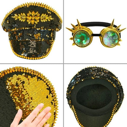 E-Carnavalskleding.nl Pet steampunk met kaleidoscoop bril hoed Guus