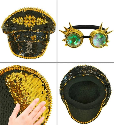 E-Carnavalskleding.nl Pet steampunk met kaleidoscoop bril hoed Guus