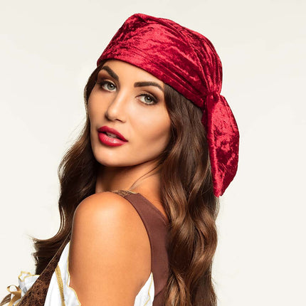E-Carnavalskleding.nl Piraten hoofddoek Kap Rowan rood
