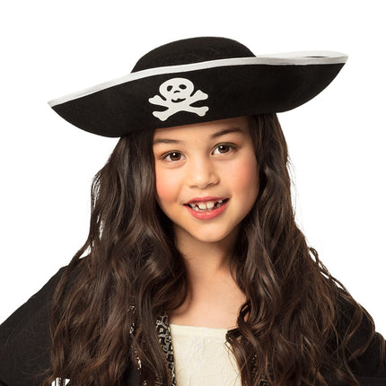 E-Carnavalskleding.nl Piraten kapitein hoed kind zwart