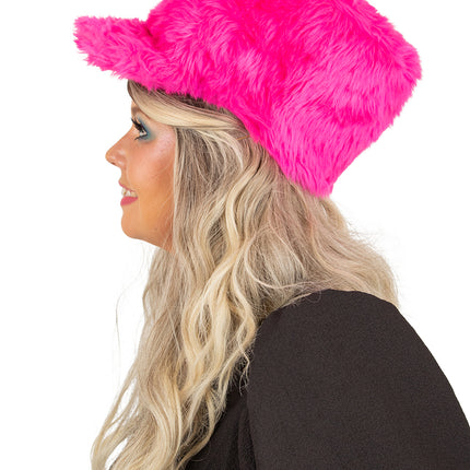 E-Carnavalskleding.nl Pluche fanfare hoed harmonie roze 15 cm