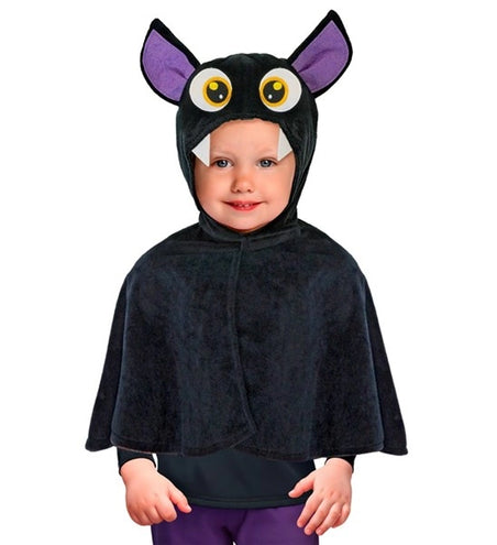 E-Carnavalskleding.nl Pluche poncho met muts vleermuis Fleur kind