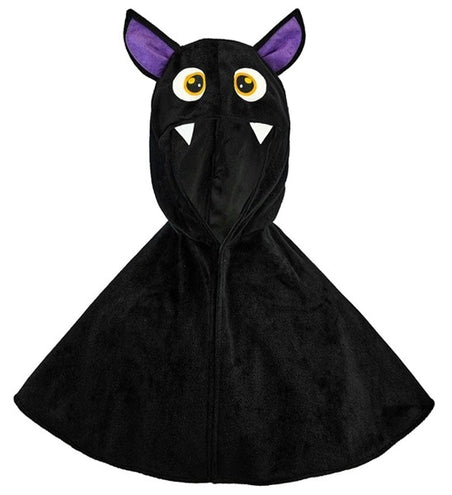 E-Carnavalskleding.nl Pluche poncho met muts vleermuis Fleur kind