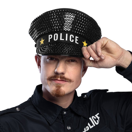 E-Carnavalskleding.nl Politiepet 'POLICE' sparkle