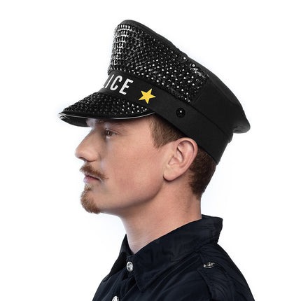E-Carnavalskleding.nl Politiepet 'POLICE' sparkle