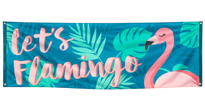 E-Carnavalskleding.nl Polyester banner 'Let's flamingo'