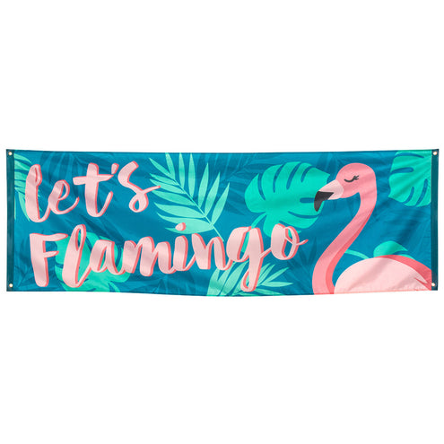 E-Carnavalskleding.nl Polyester banner 'Let's flamingo'