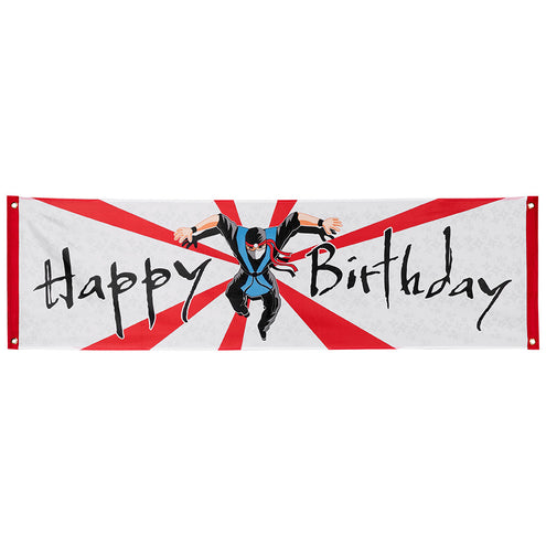 E-Carnavalskleding.nl Polyester banner Ninja 'Happy birthday'