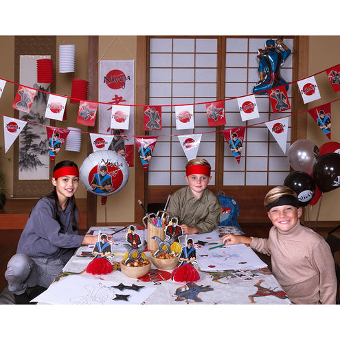 E-Carnavalskleding.nl Polyester banner Ninja 'Happy birthday'