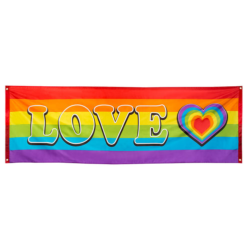 E-Carnavalskleding.nl Polyester banner Regenboog 'Love'