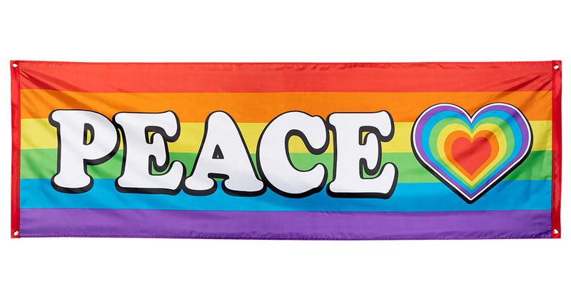 E-Carnavalskleding.nl Polyester banner Regenboog 'Peace'