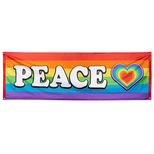 E-Carnavalskleding.nl Polyester banner Regenboog 'Peace'