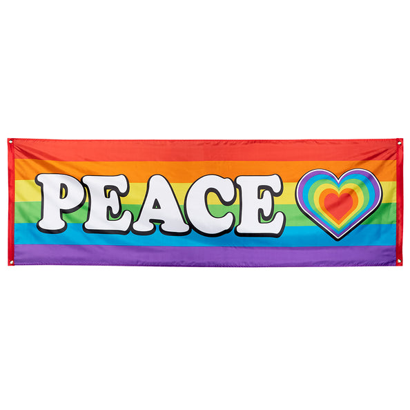 E-Carnavalskleding.nl Polyester banner Regenboog 'Peace'