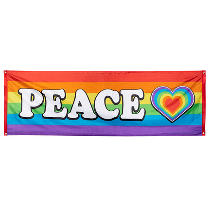 E-Carnavalskleding.nl Polyester banner Regenboog 'Peace'