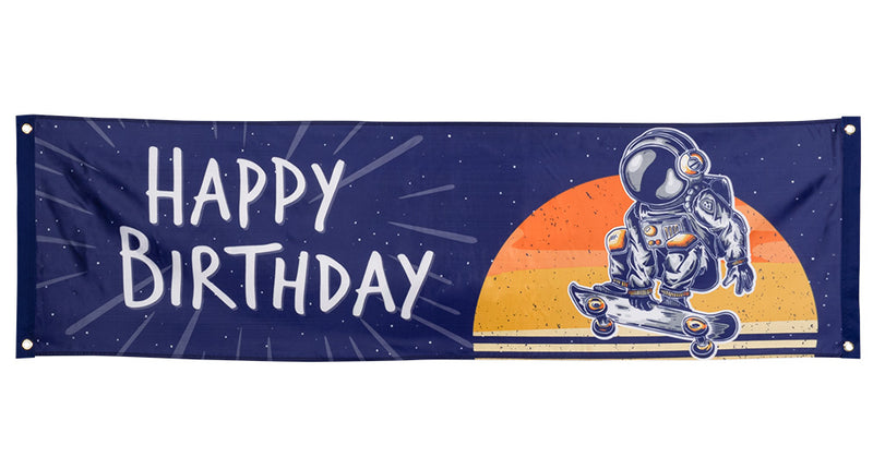 E-Carnavalskleding.nl Polyester banner Space 'Happy birthday'