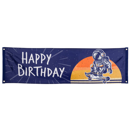 E-Carnavalskleding.nl Polyester banner Space 'Happy birthday'