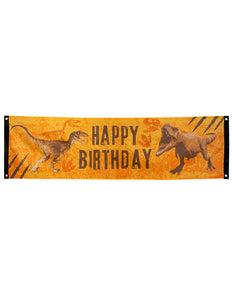 E-Carnavalskleding.nl Polyester banner T-rex 'Happy birthday'