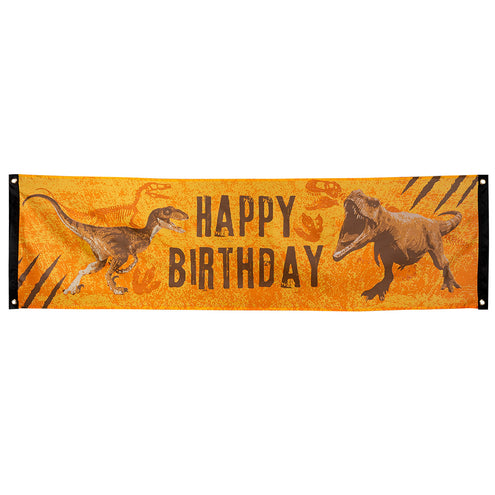 E-Carnavalskleding.nl Polyester banner T-rex 'Happy birthday'