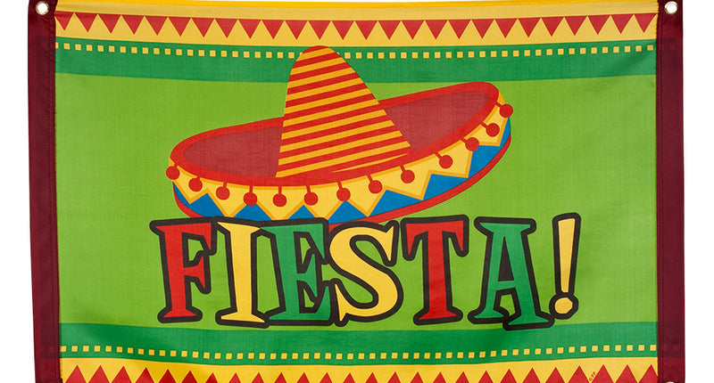 E-Carnavalskleding.nl Polyester vlag 'Fiesta!'