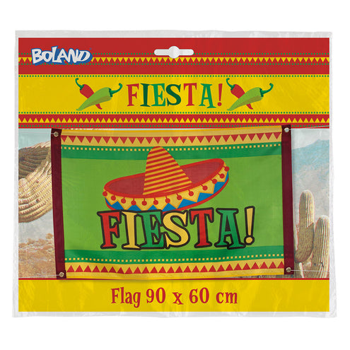E-Carnavalskleding.nl Polyester vlag 'Fiesta!'