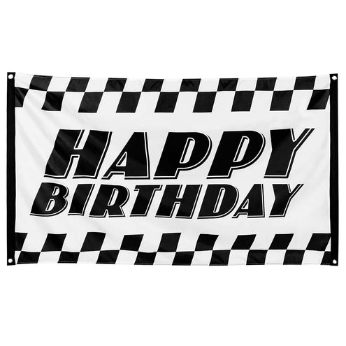 E-Carnavalskleding.nl Polyester vlag Racing 'Happy birthday'