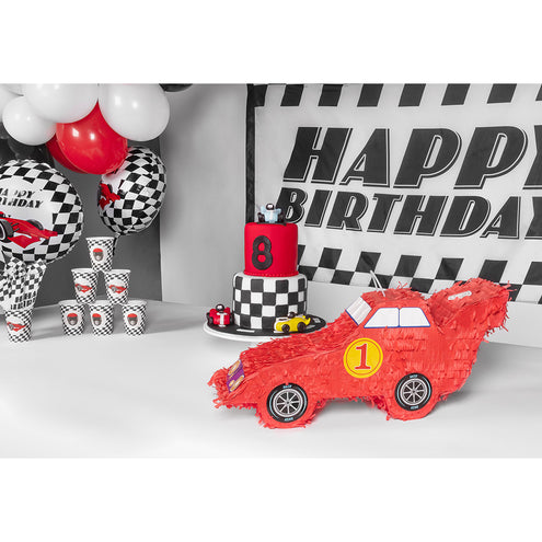 E-Carnavalskleding.nl Polyester vlag Racing 'Happy birthday'