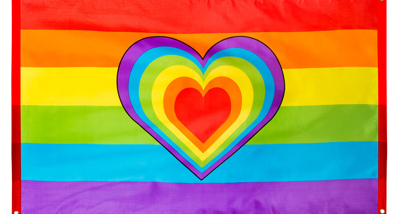 E-Carnavalskleding.nl Polyester vlag Regenboog hart