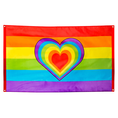 E-Carnavalskleding.nl Polyester vlag Regenboog hart