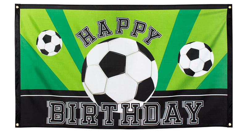 E-Carnavalskleding.nl Polyester vlag Voetbal 'Happy birthday'