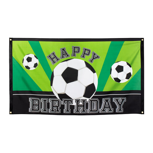 E-Carnavalskleding.nl Polyester vlag Voetbal 'Happy birthday'