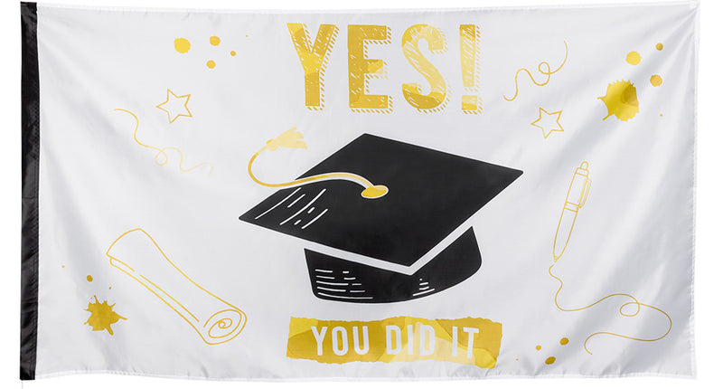 E-Carnavalskleding.nl Polyester vlag 'Yes you did it'
