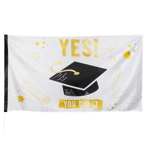 E-Carnavalskleding.nl Polyester vlag 'Yes you did it'