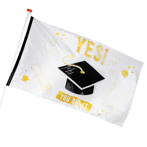E-Carnavalskleding.nl Polyester vlag 'Yes you did it'
