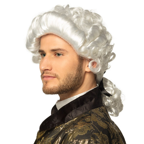 E-Carnavalskleding.nl Pruik Barok man met staart wit
