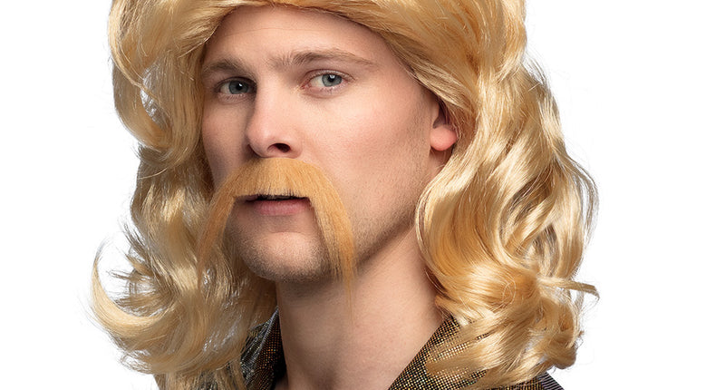 E-Carnavalskleding.nl Pruik Barry met snor blond