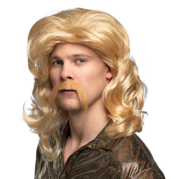E-Carnavalskleding.nl Pruik Barry met snor blond