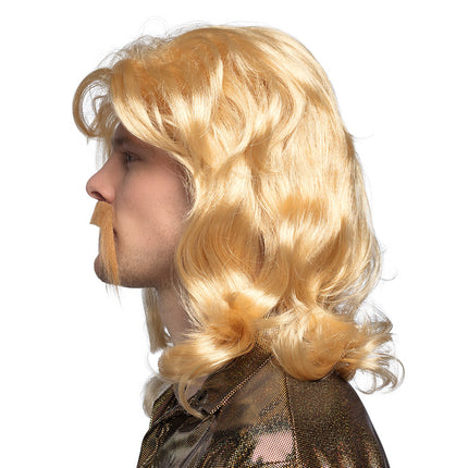 E-Carnavalskleding.nl Pruik Barry met snor blond