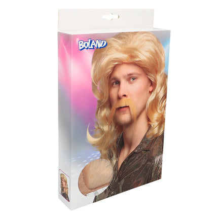 E-Carnavalskleding.nl Pruik Barry met snor blond