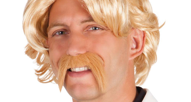 E-Carnavalskleding.nl Pruik Chuck blond met snor
