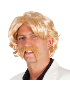 E-Carnavalskleding.nl Pruik Chuck blond met snor
