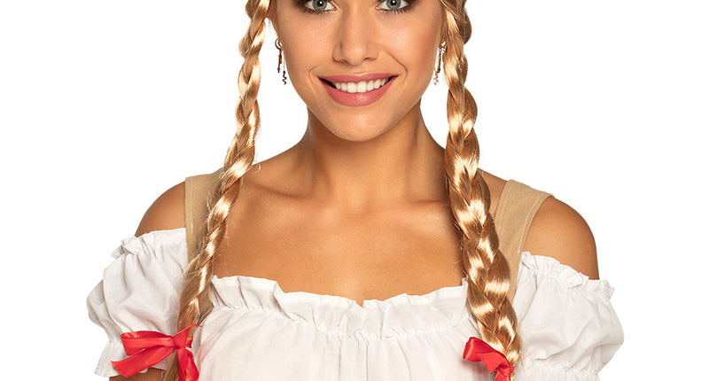 E-Carnavalskleding.nl Pruik Heidi blond met staartjes