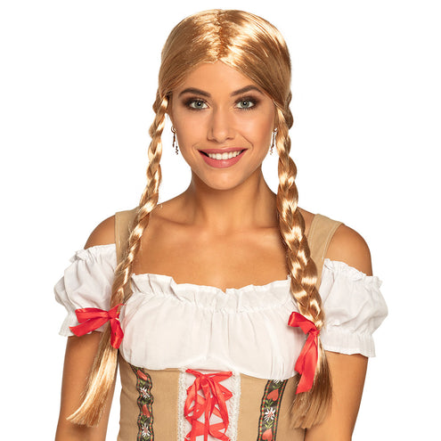 E-Carnavalskleding.nl Pruik Heidi blond met staartjes