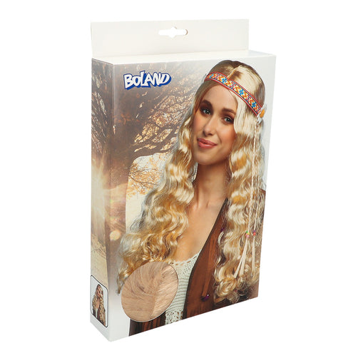 E-Carnavalskleding.nl Pruik Hippie blond lang haar