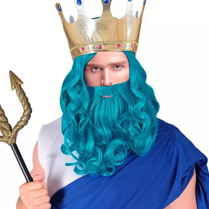 E-Carnavalskleding.nl Pruik poseidon/neptunes met baard en snor Liv